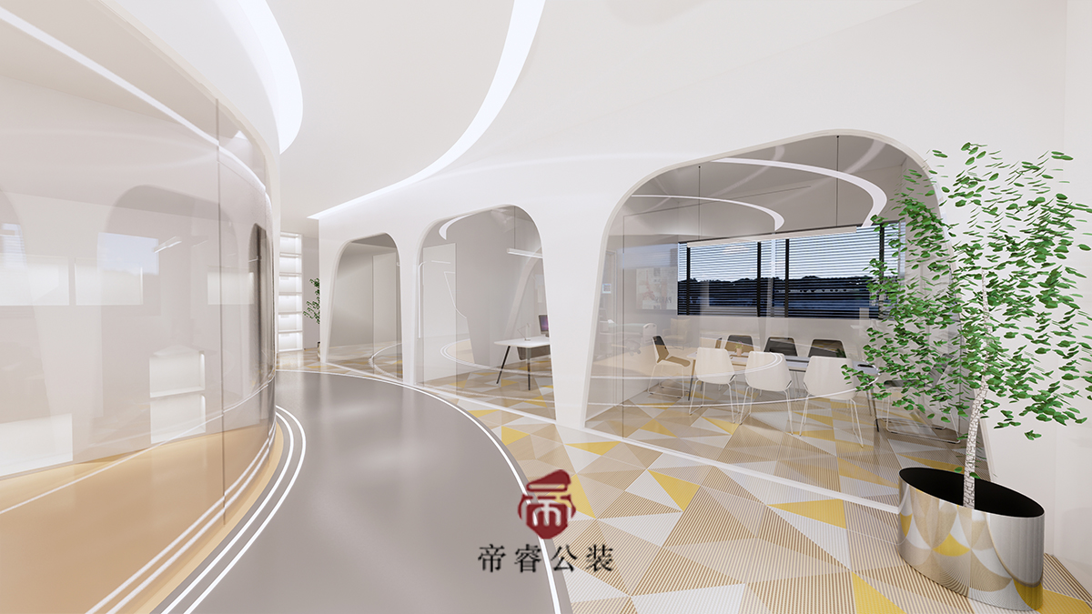 生物科技公司成都办公室通道区装修效果图